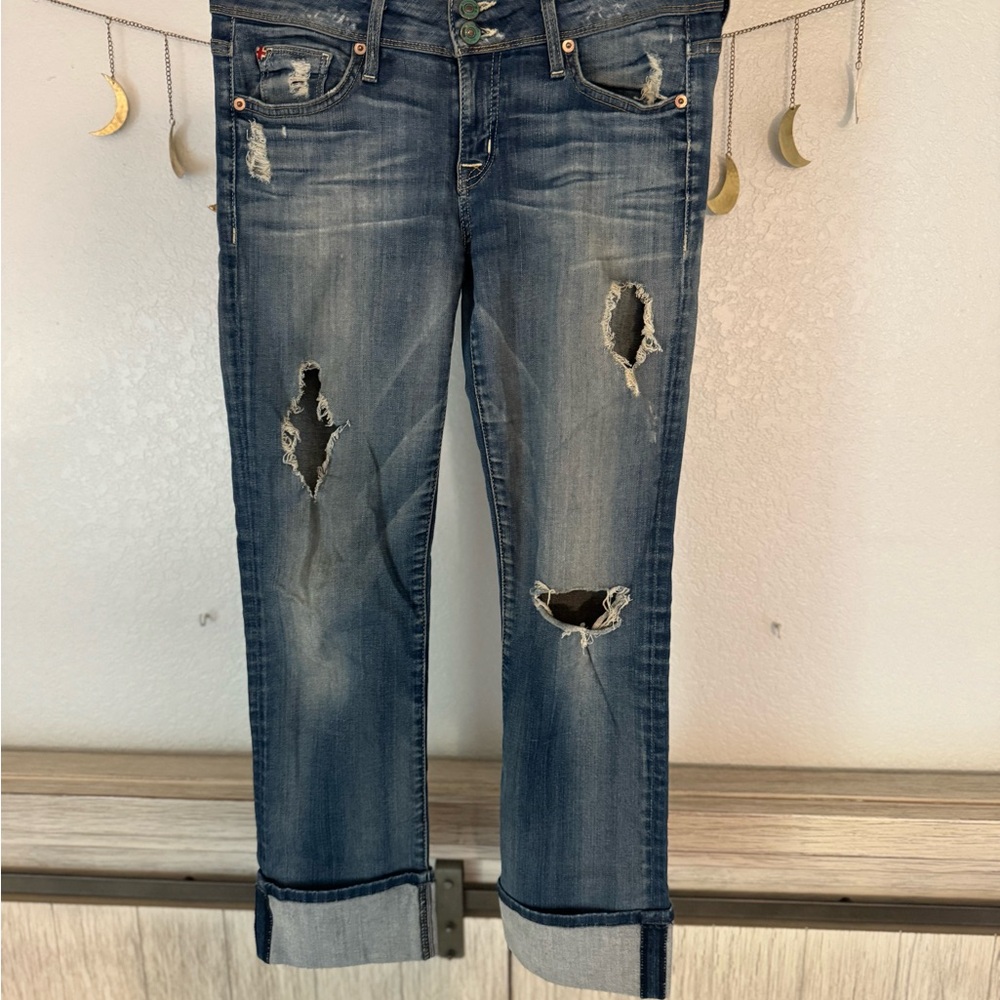 Hudson Jeans Distressed Ankle Crop in Blue